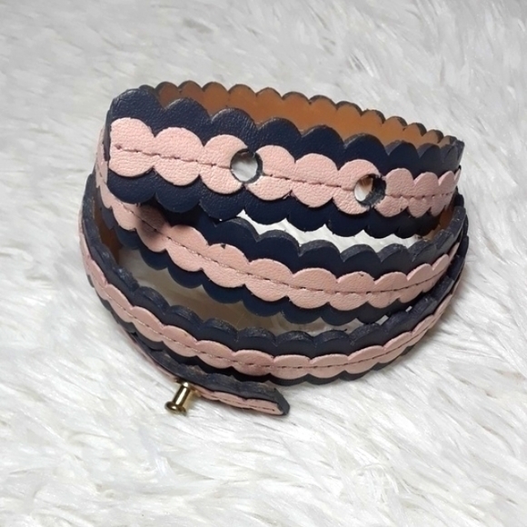 Circle Scalloped Two Tone Leather Belt-Size M main image 4